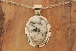 Genuine White Buffalo Turquoise Sterling Silver Pendant
